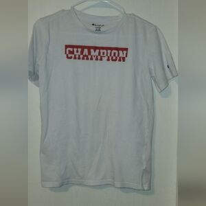 Champion White Tee with Red Accents